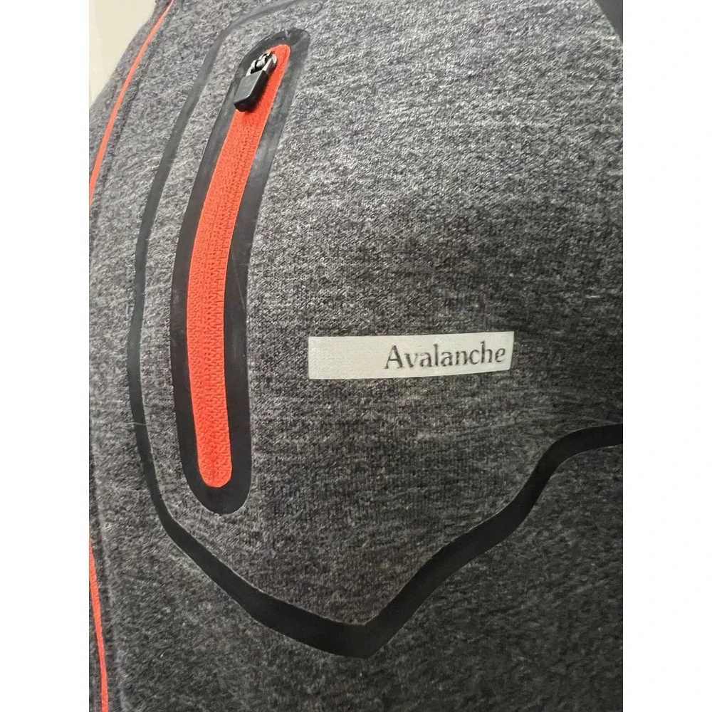 Avalanche Full Zip‎ Cotton Jacket Sweater Mens Size Small Gray Red Zip Pockets
